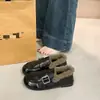 Mocasines Peludos para Mujer 2026 Otoño Invierno Estilo Caliente sin Cordones Suela Suave Cálidos Estilo Coreano Gorros Zapatos de Algodón Zapatos Pequeños de Cuero Peludos