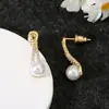 Brincos de Pérola Imitação e Zircônia Cruzados Luochen, Best-Sellers Transfronteiriços, Design Exclusivo, Sensação de Luxo Leve, Brincos e Acessórios de Orelha Exquisitos