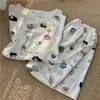 Celebridade da internet verão novo algodão nuvem pijama feminino solto gola redonda manga curta conjunto de shorts verão pode ser usado fora de casa roupas