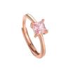Shake Voice Live Tecnologia Artificial Flor de Gelo Corte de Gelo Pó de Frutas Vermelhas Anel Quadrado de Zircônia Feminino Ouro Rosa Anel Aberto Atacado