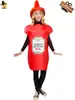Festa Noturna de Carnaval do Dia de Todos os Santos Fantasia Engraçada para Adultos Fantasia de Ketchup Vermelho Adereços para Performance de Palco Fantasia