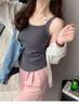 Nuevo camisola larga de color sólido de otoño con almohadilla en el pecho para mujer, top ajustado versátil para uso interior y exterior sin aro de acero