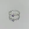 Anillo Abierto de Lujo Ligero Retro para Mujer, Color Plateado con Circonia Microincrustada, Anillo para Dedo Índice, Estilo Minimalista Único, Anillo de Diseño de Nicho