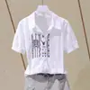 Camisa Blanca Vintage con Solapa y Bordado Geométrico para Mujer, Transfronteriza Europea y Americana Amazon, Top Básico Versátil Casual Holgado