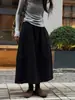 Saia bufante estilo princesa, saia midi elegante, cintura elástica com bolsos