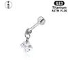 Aleación de Titanio G23 Cuadrado Bala Labio Uña Oreja Hueso Oreja Pendientes Hélice F136 Pendientes de Gama Alta Joyería para Piercings Corporales