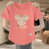 Comércio Exterior Transfronteiriço Liberação Estoque Grande Marca Etiqueta Cortada Camiseta Feminina Manga Curta Tamanho Grande Top Solto Roupa de Mãe Cobertura da Barriga