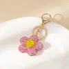 Lindo Llavero de Girasol Tachonado con Diamantes Decoración Creativa de Flor de Durazno con Pedrería Colgante para Interior de Coche Estilo Ins