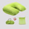 Suministro de Almohada Inflable de PVC Flocada en Forma de U Juego de Tres Piezas Almohada Inflable para Dormir de Viaje Almohada Portátil Flocada para Columna Cervical