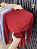 Suéter de punto de color liso suave y sencillo con cuello medio alto para mujer, Novedades de otoño, Top básico casual cálido de corte ajustado como capa base