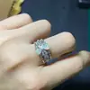 Anel de Opala Coração Natural Cristalino e Cheio de Fogo Pedra Principal 4*4mm Prata S925 Incrustação de Precisão