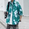 Camisa hawaiana retro de estilo Hong Kong con estampado floral vintage de manga corta para hombre y mujer, camisa de playa para pareja yupi tailandesa