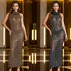 C7077 Transfronterizo Aliexpress Amazon Sitio Independiente Moda Europea y Americana Ropa de Mujer Escote en V Sin Mangas Largo con Pedrería
