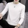 2024 Nueva Camiseta de Manga Larga para Hombre Camisa Base Color Sólido Otoño Forrada de Polar Engrosada Cálida Prenda Interior Cuello Redondo Corte Ajustado