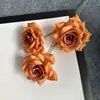 3 Cabezas de Rosas Artificiales con Bordes Rizados para Decoración de Boda, Pared de Flores, Arreglo de Pasillo, Flores de Seda, Flores Falsas, Arreglo de Boda, Rosas de Diamante