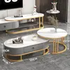 Juego de mesa de centro y mueble de TV de lujo ligero con panel de roca brillante, adecuado para espacios pequeños, extensible, diseño simple con cajones, para uso doméstico en la sala de estar