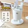 Porta-Canetas Giratório Cartoon com Expressão Engraçadinha, Caixa de Armazenamento Grande Capacidade para Mesa de Escritório, Porta-Canetas Multifuncional para Estudantes
