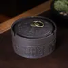 Cenicero de cerámica de arcilla púrpura creativo con tapa, tamaño grande personalizado de alta gama, anti-salpicaduras, estilo vintage, adecuado para oficina, hogar y sala de estar