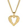Colar clavícula simples versátil com design oco empilhado de coração de pêssego banhado a ouro 18K colar de amor retrô em aço inoxidável