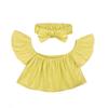 Ins ropa de verano para bebé de mujer niñas pequeñas y medianas top de algodón sin hombros + diadema AliExpress agente libre ropa infantil