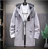 Cortavientos casual de longitud media para hombre otoño e invierno 2021, chaqueta popular para hombre, abrigo para hombre, cortavientos juvenil con capucha