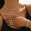 Joyería de Boda 2025 Moda Coreana Accesorios de Novia plata Collar de Diamantes Pendientes Pulsera Anillo Juego de Cuatro Piezas