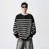 Cárdigan de Punto Rayado Estilo Universitario para Hombres y Mujeres, Nuevo Otoño Holgado Casual Estilo Perezoso Versátil Chaqueta Suéter