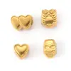Cuentas de Agujero Grande de Calavera de Búho de Corazón Doble para Collar Pulsera DIY Cuerda Cuentas Accesorios de Acero Inoxidable