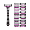 Barbeador Manual Masculino de 6 Lâminas Multi-Camadas Cuidadosamente Selecionado, Barbeador Eficiente Estilo Antigo, Lâmina Descartável