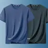 Camiseta Masculina Esportiva Fresca de Seda Gelada com Malha de Manga Curta, Secagem Rápida, Respirável, Decote Redondo, Solta, Casual, Luxo Leve de Verão, Versátil