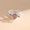 Anillo de Amor Rosa Corazón para Niña Anillo de Moda para Mujer 2023 Anillo de Pareja Una Flecha a través del Anillo de Corazón para Novia