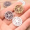 4 Colores 22 mm DIY Aleación Engranaje Mecánico Europeo y Americano Hueco Redondo Steampunk Accesorios para Pulsera