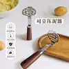 Machacador de Papas de Acero Inoxidable con Soporte y Mango de Nogal, Adecuado para Comida de Bebé, Se Puede Colgar, Gadget de Cocina
