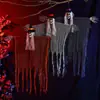 Fantasma colgante personalizable de Halloween que brilla con pelo largo, fantasma novia femenina con calavera y cadenas de hierro, accesorios para habitación embrujada, regalo de Navidad