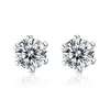 Aretes de moissanita simulación de transmisión en vivo para mujer estilo Ins amor plata de ley S925 circonita seis garras aretes de moissanita aretes