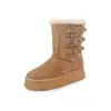 Hebilla de Cinturón Estilo Coreano Botas de Nieve Casuales Versátiles hasta Media Pantorrilla Suela Gruesa de 4 cm Color Camel Engrosadas para el Noreste Botas de Nieve Grandes de Algodón para Mujer
