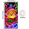 Tela colgante fluorescente de Navidad Papá Noel renos muñeco de nieve cachorro bandera de tela neón decoración de fiesta navideña transfronterizo