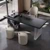 Mesa de Té Clásica Pizarra 2025 Mesa de Té para Sala de Estar Combinación de Mesa y Silla Mesa de Té Simple para Oficina Preparación de Té en Casa Mesa de Café Integrada