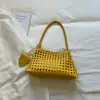 Bolso Pequeño Cuadrado Tejido Hueco de Color Sólido Estilo Coreano, Nuevo Modelo Verano 2026, Gran Capacidad, Aspecto Elegante y Relajado, Bolso de Hombro Único