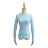 Camiseta básica ajustada de estilo europeo y americano para chica sexy, camiseta de manga larga con cuello redondo alto y color liso para primavera 2024