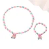 Conjunto de Joias Estilo Sereia Europeu e Americano Transfronteiriço, Colar de Pérolas Colorido de Princesa Sereia, Pulseira, Anel, Conjunto de Joias para Meninas