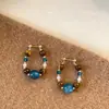 Nuevos Pendientes de Abalorios de Piedra Ojo de Tigre Natural Estilo Chinoiserie para Mujer en Otoño e Invierno, Lujo Accesible y Pendientes de Gama Alta, Nicho, Pendientes Únicos y Hermosos