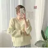 Suéter de Cashmere Sintético de Pelo de Vison Feminino Outono e Inverno Espessado Pulôver Inverno Estilo Solto Preguiçoso Top de Mohair com Decote em V