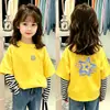 Camiseta de manga larga a rayas para niña, nuevo estilo primavera/otoño, top de cuello redondo moderno para bebés, ropa infantil holgada y casual