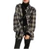 70% Algodão Shirt# High-grade Camisa Xadrez no início do outono solto preguiçoso estilo longo-manga blusa casaco