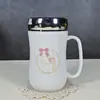 Taza de Cerámica con Tapa Cuchara Taza de Agua de Dibujos Animados Taza para el Hogar Taza de Pareja Hombre y Mujer Taza para Té de Oficina Regalo para Niña