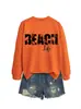 Vida na Praia Amazon Ebay Site Independente Moletom Feminino da Moda e Divertido com Gola Redonda e Manga Longa Outono e Inverno