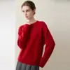 Chegada Outono/Inverno Novo Suéter Feminino de Cashmere 100% Espesso de Três Fios e Cinco Agulhas com Gola Redonda, Malha Solta, Manga Longa, Cor Sólida, Quente