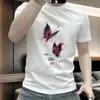 Camiseta de Manga Corta de Lujo de Marca Europea de Moda para Hombre con Estampado de Motocicleta, Top de Media Manga para Hombres Jóvenes