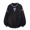 Comercio Exterior Amazon 26 Colección de Invierno Suéter de Punto Redondo Falso de Dos Piezas para Hombre, Chaqueta Color Block, Camisa Básica Estilo Old Money para Hombre